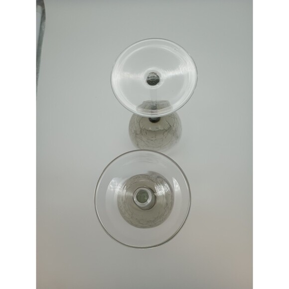 Pier 1 Smoke Crackle White Wine Glass 9" discontinued grey set of 2 - Picture 3 of 4